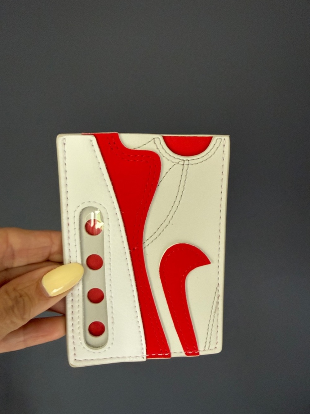 Nike NWOT White and Red Leather Card Slot wallet never used